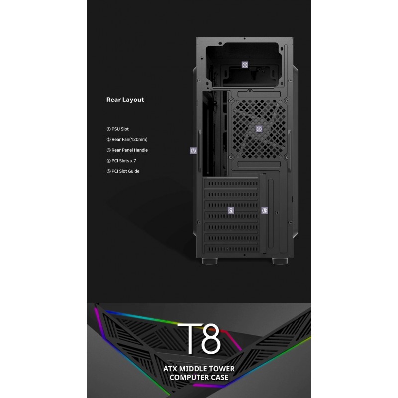 Zalman кутия за компютър Case ATX - T8 - RGB, ZM-T8