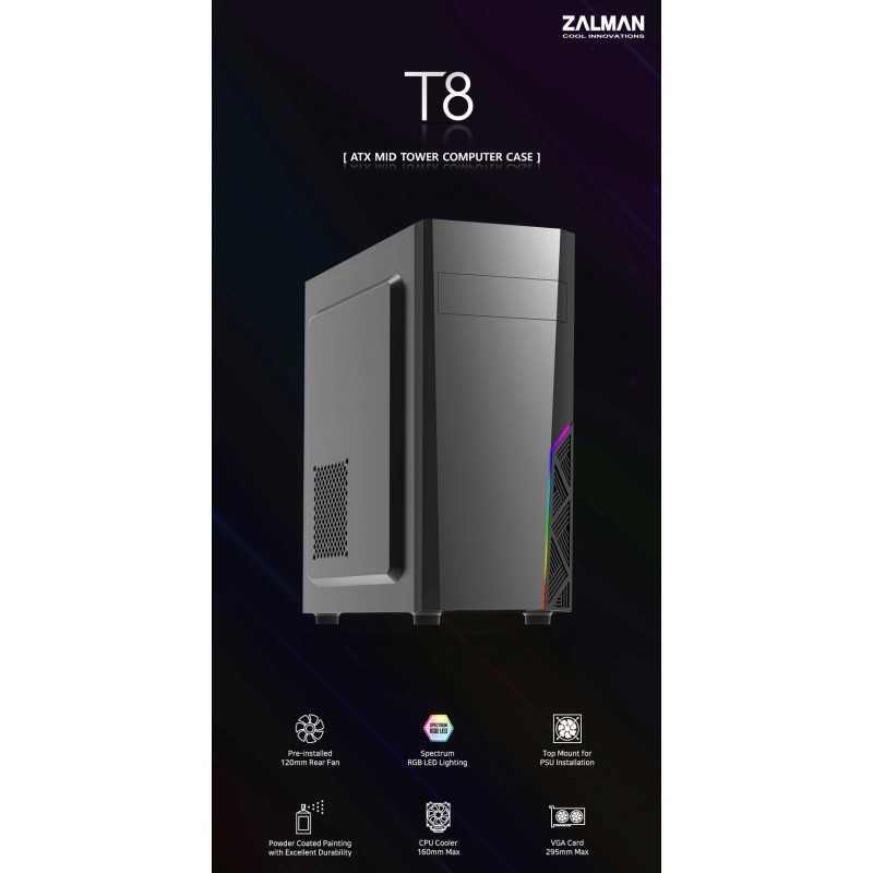 Zalman кутия за компютър Case ATX - T8 - RGB, ZM-T8