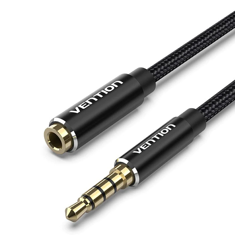 Vention Аудио Кабел Cotton Braided TRRS 3.5mm Male to 3.5mm F - 0.5m - Gold plated, Aluminum alloy - BHCBD, BHCBD