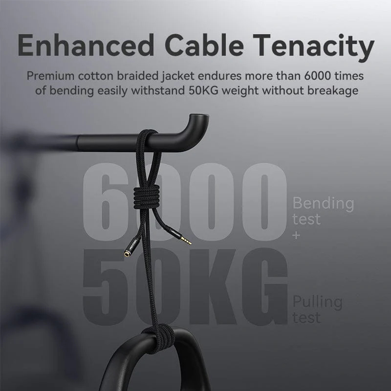 Vention Аудио Кабел Cotton Braided TRRS 3.5mm Male to 3.5mm F - 0.5m - Gold plated, Aluminum alloy - BHCBD, BHCBD