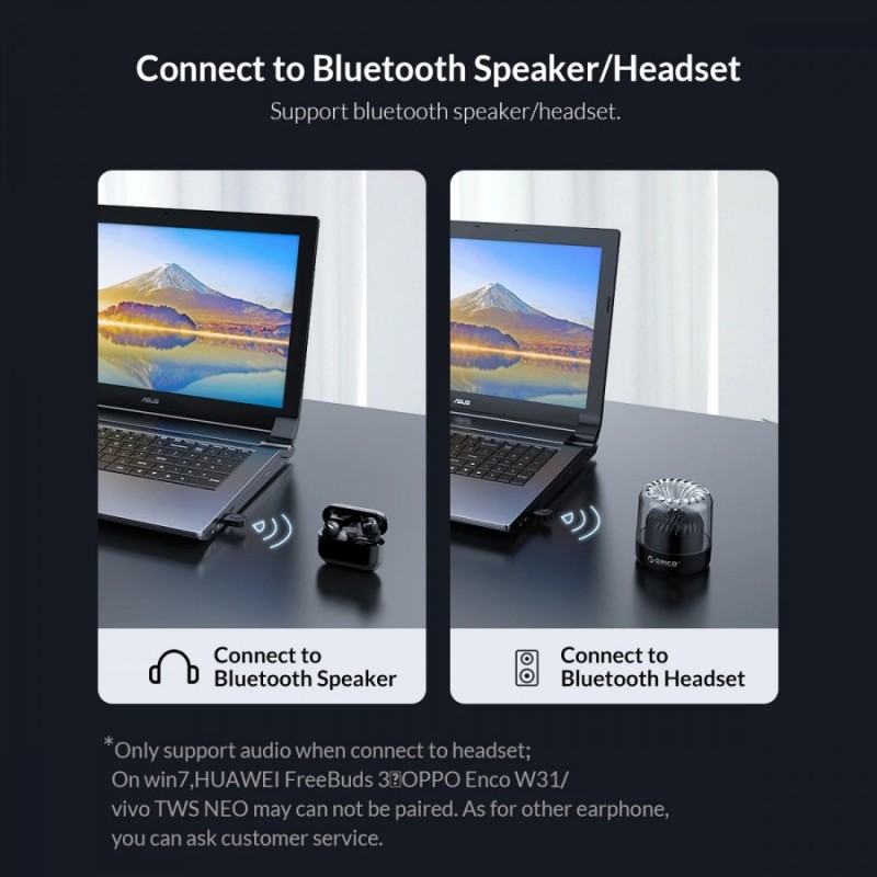 Orico блутут адаптер Bluetooth 5.0 USB adapter, black - BTA-608-BK, BTA-608-BK-BP