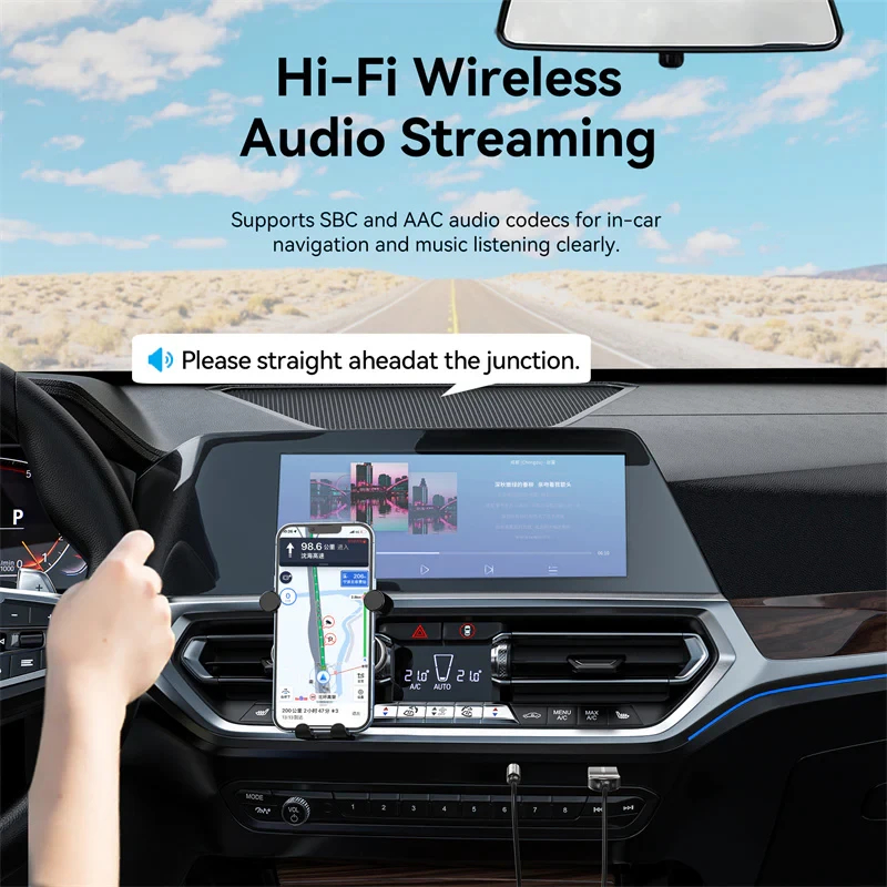 Vention блутут за кола за разговори и музика Car Bluetooth 5.4 audio receiver USB, 3.5mm jack - NAIHG, NAIHG