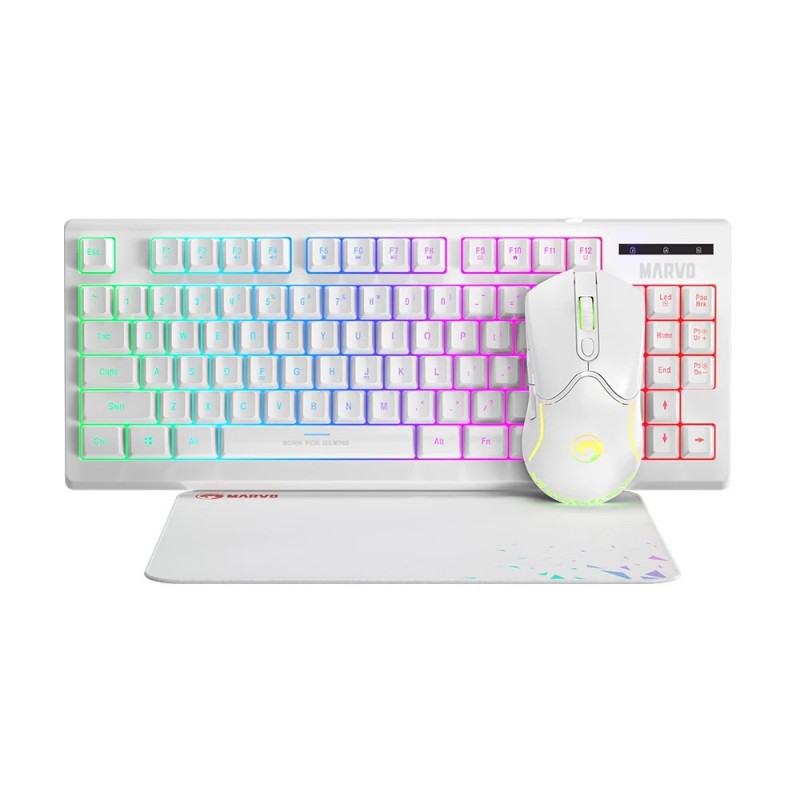 Marvo Геймърски комплект Gaming COMBO CM310 3-in-1 White - Keyboard, Mouse 1000 Hz, Mousepad, MARVO-CM310-WH