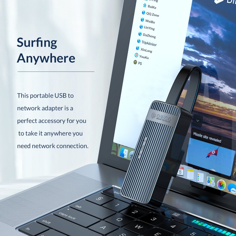 Orico адаптер USB3.0 to LAN Gigabit 1000Mbps black - UTK-U3, UTK-U3-BK