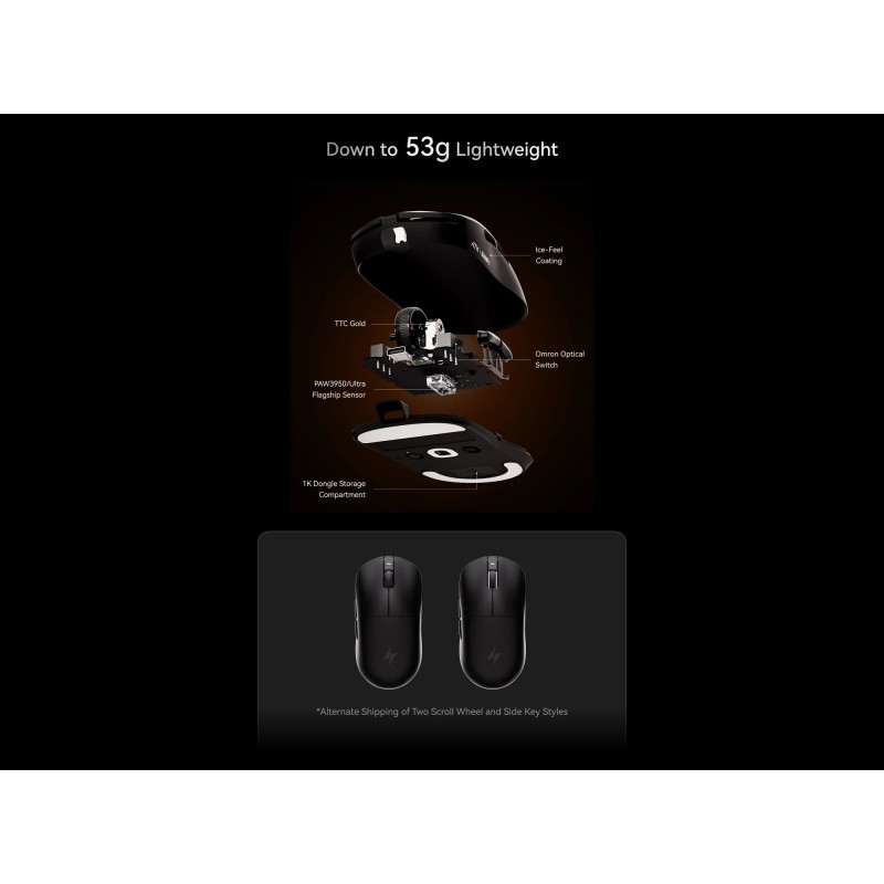 ATK професионална геймърска мишка Wireless Gaming Mouse A9 2.0 Tri-mode Nearlink - 1K, White