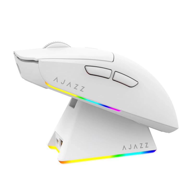 Ajazz професионална геймърска мишка AJ139 V2 MC - Wireless Gaming Mouse - 1K, Magnetic Charging Dock, White