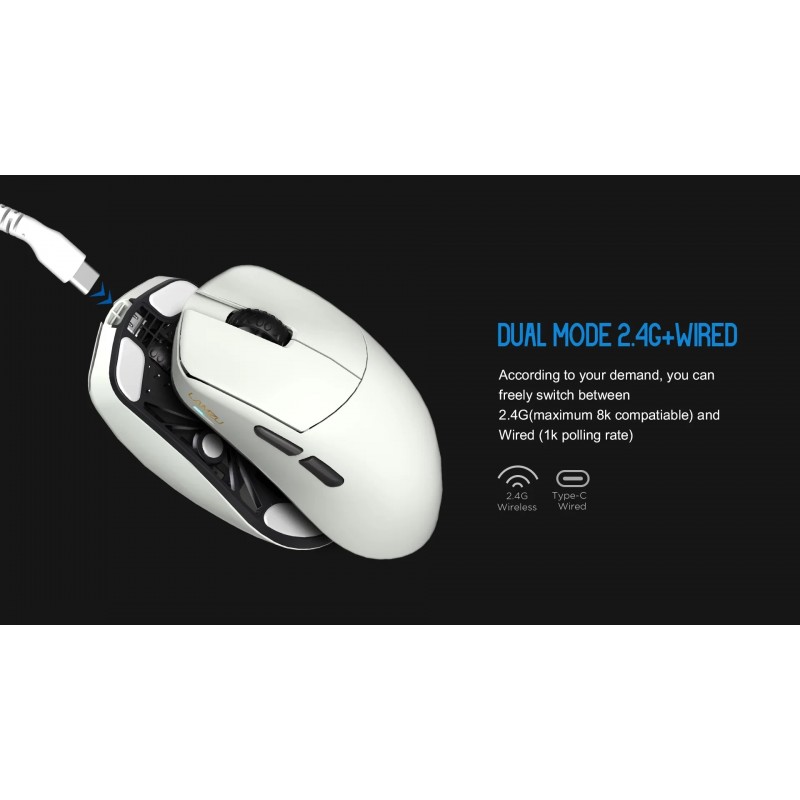 Lamzu професионална геймърска мишка MAYA X 8K - Wireless Gaming Mouse - Cloud Grey, LAMZU-MAYA-X-GREY