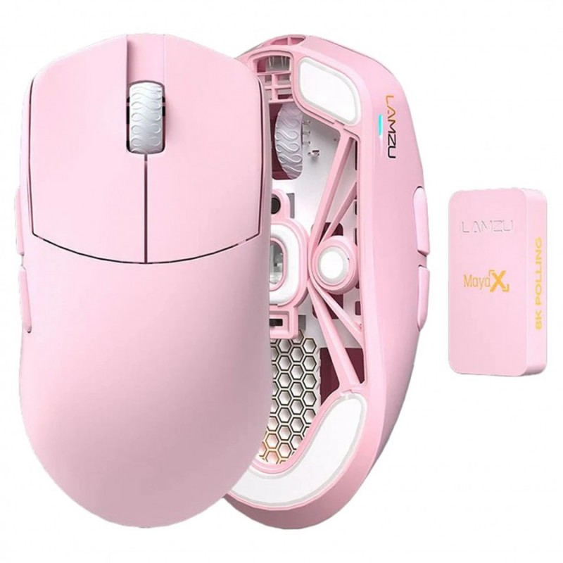 Lamzu професионална геймърска мишка MAYA X 8K - Wireless Gaming Mouse - Light Pink, LAMZU-MAYA-X-PNK