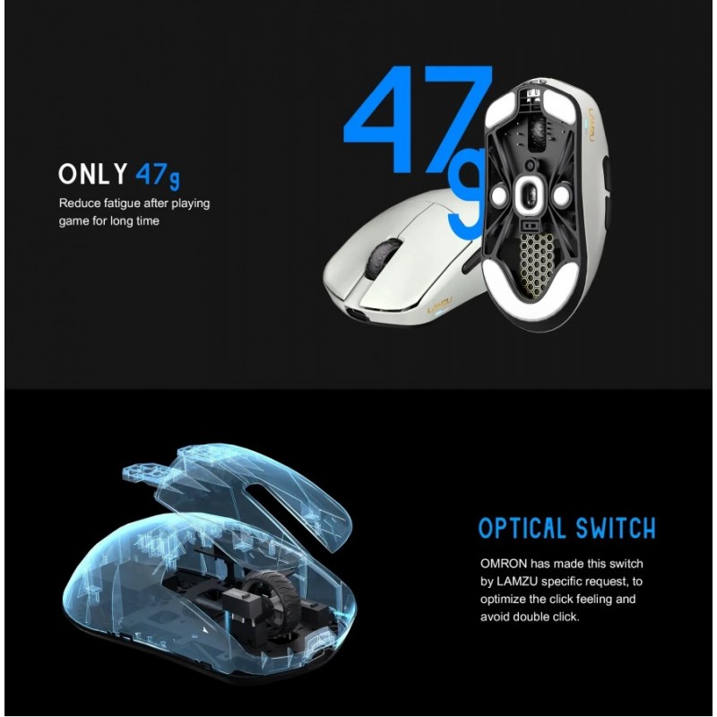 Lamzu професионална геймърска мишка MAYA X 8K - Wireless Gaming Mouse - Light Pink, LAMZU-MAYA-X-PNK