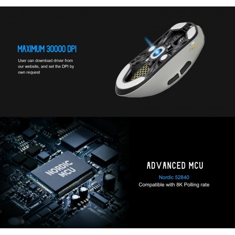 Lamzu професионална геймърска мишка MAYA X 8K - Wireless Gaming Mouse - Purple Shadow, LAMZU-MAYA-X-PRP