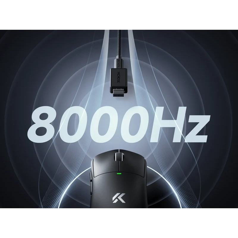 MCHOSE професионална геймърска мишка A5 V3 Black - Ultralight 8K Wireless Mouse, Omron Mechanical Switches