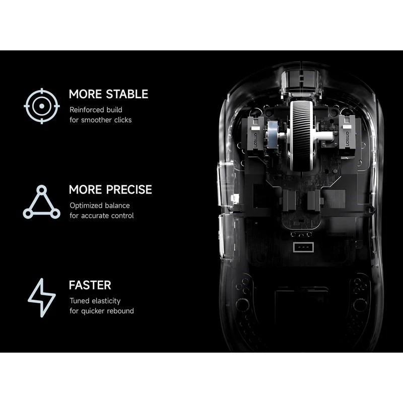 MCHOSE професионална геймърска мишка A5 V3 Black - Ultralight 8K Wireless Mouse, Omron Mechanical Switches