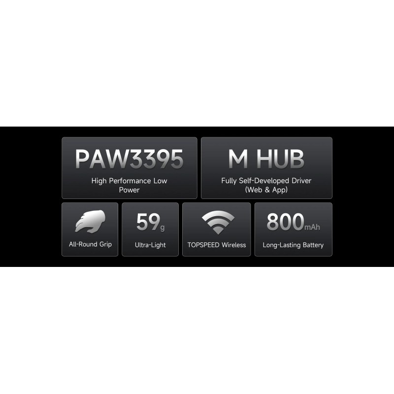 MCHOSE професионална геймърска мишка G3 V2 Black - Wireless Gaming Mouse - 1K, Omron Mechanical