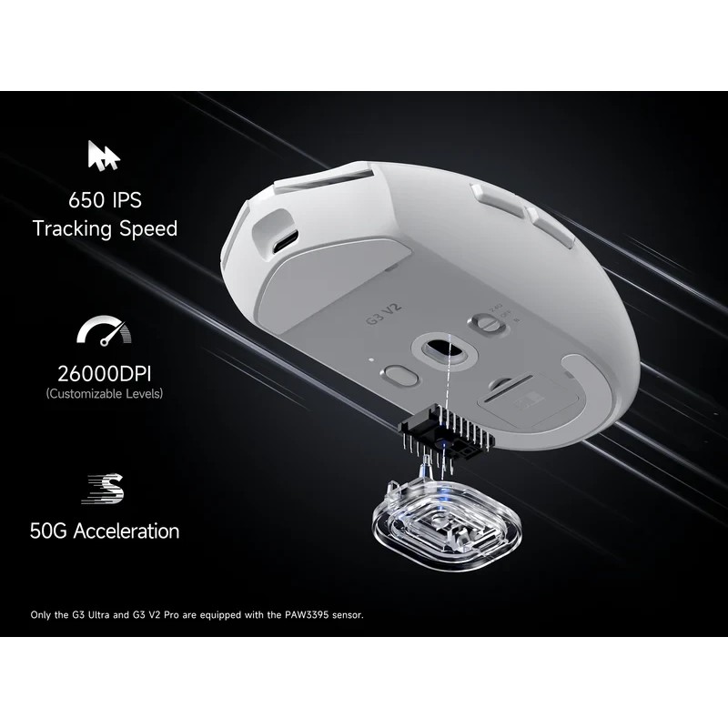 MCHOSE професионална геймърска мишка G3 V2 White - Wireless Gaming Mouse - 1K, Omron Mechanical