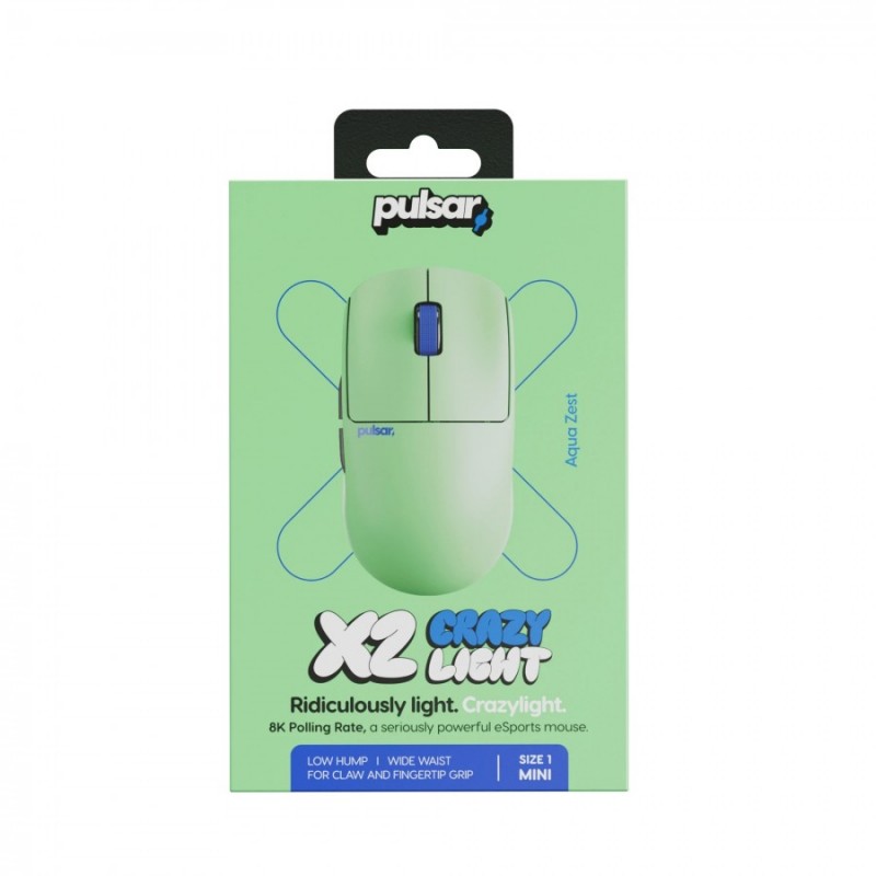 Pulsar професионална геймърска мишка Wireless Gaming Mouse X2 CrazyLight Aqua Zest 8K, PX2CL102