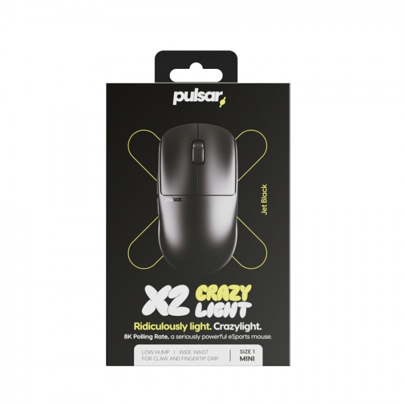 Pulsar професионална геймърска мишка Wireless Gaming Mouse X2 CrazyLight Jet Black 8K, PX2CL107