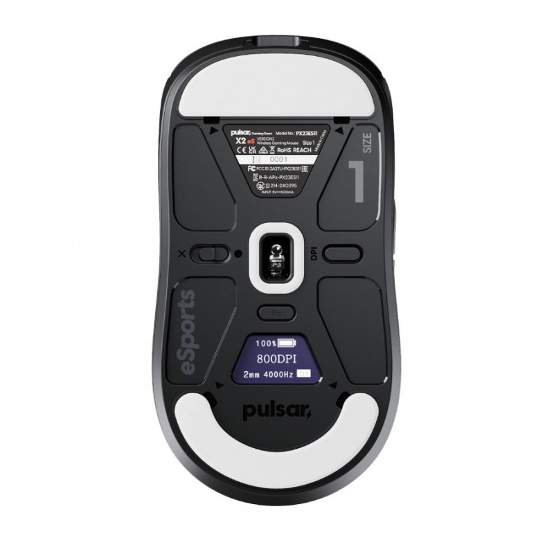 Pulsar професионална геймърска мишка Wireless Gaming Mouse X2 v3 eS Size1 Black 8K, OLED Display, Tournament