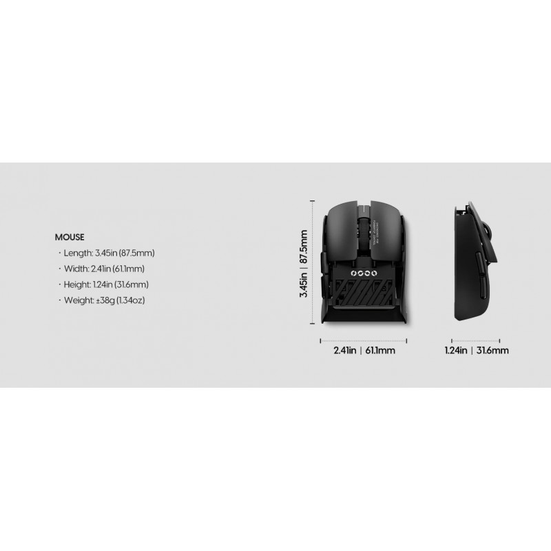 Pulsar професионална геймърска мишка Wireless Gaming Mouse X2F Black [Pulsar LAB] - 8K, Black