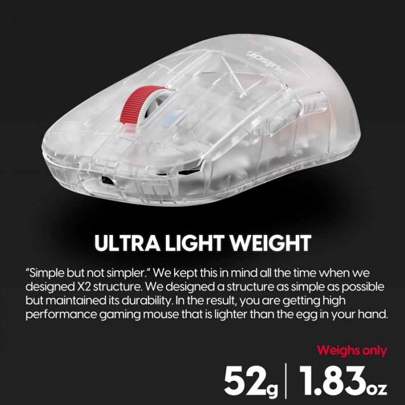 Pulsar професионална геймърска мишка Wireless Gaming Mouse X2H Mini Superclear [LTD 3000] - 1K, PX2H1CL