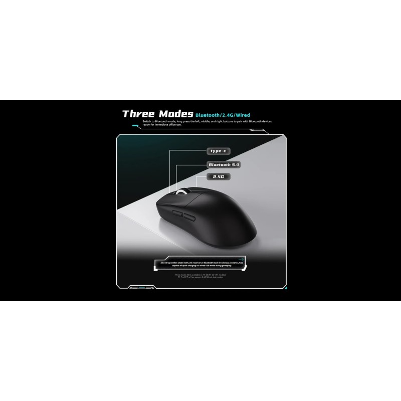 VXE професионална геймърска мишка Wireless Gaming Mouse Dragonfly R1 1K - Huano Ice Berry Pink Dot Switches, Black