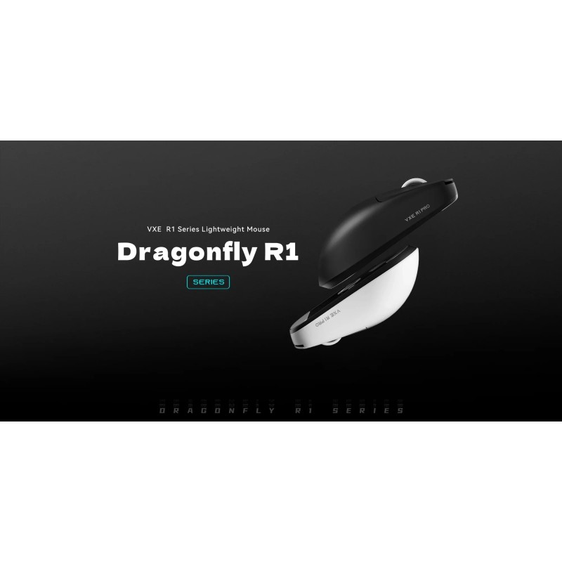 VXE професионална геймърска мишка Wireless Gaming Mouse Dragonfly R1 1K - Huano Ice Berry Pink Dot Switches, Black
