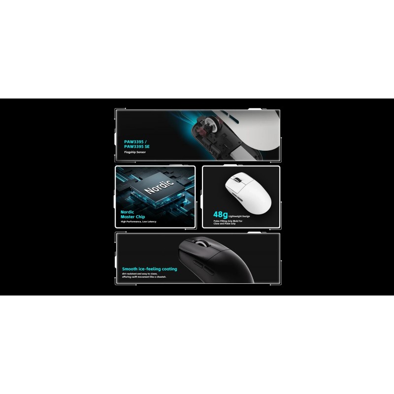 VXE професионална геймърска мишка Wireless Gaming Mouse Dragonfly R1 1K - Huano Ice Berry Pink Dot Switches