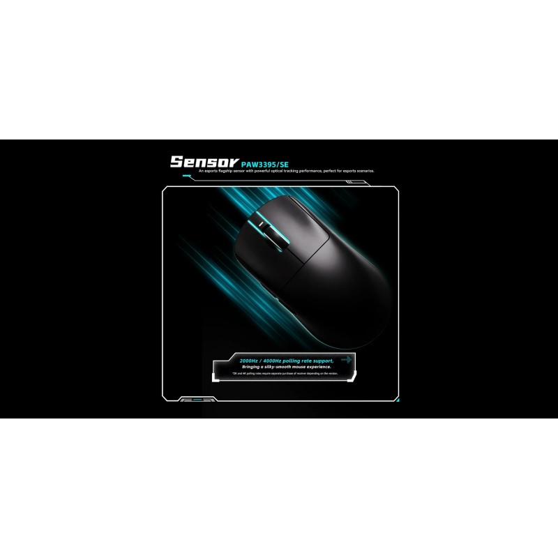 VXE професионална геймърска мишка Wireless Gaming Mouse Dragonfly R1 SE+ - Huano Blue Glow V2, Black