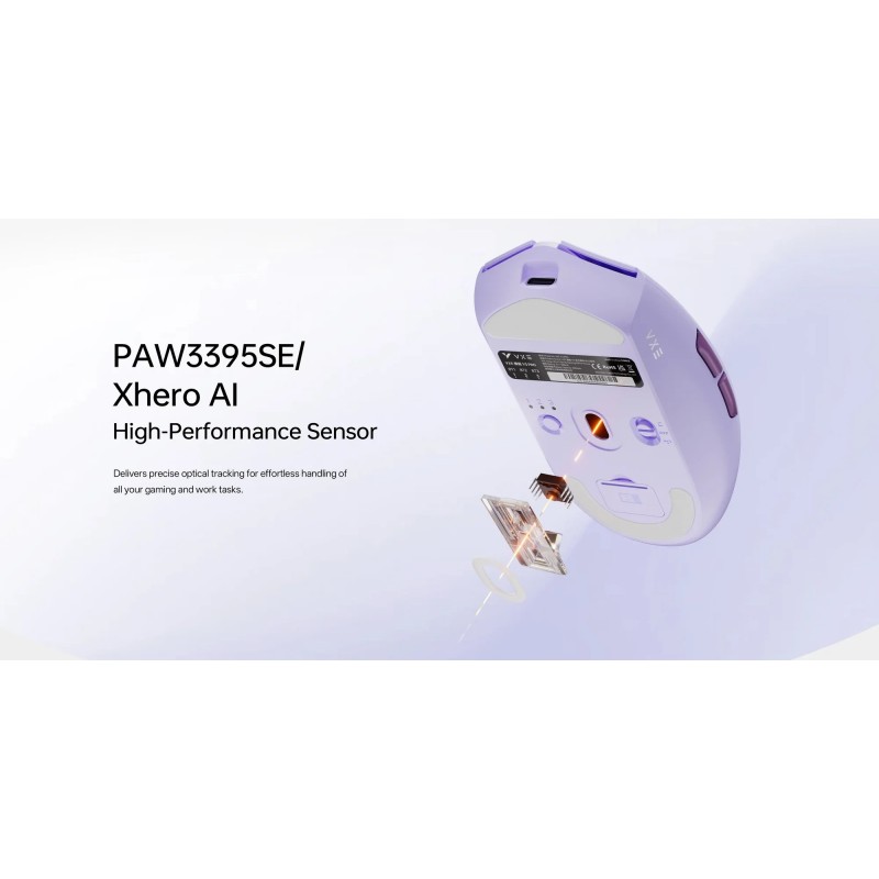 VXE професионална геймърска мишка Wireless Gaming Mouse Dragonfly V3 PRO - Huano Blue Glow V2, White