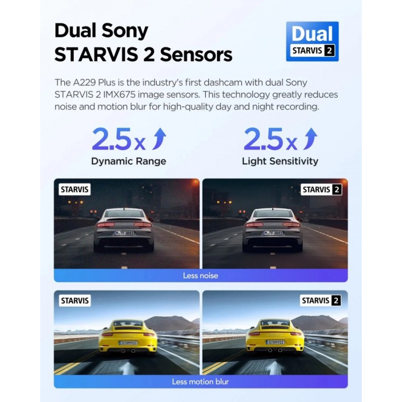 VIOFO Видеорегистратор Dash Cam A229 Plus 2 Channel - 2K, HDR, Sony STARVIS 2, GPS
