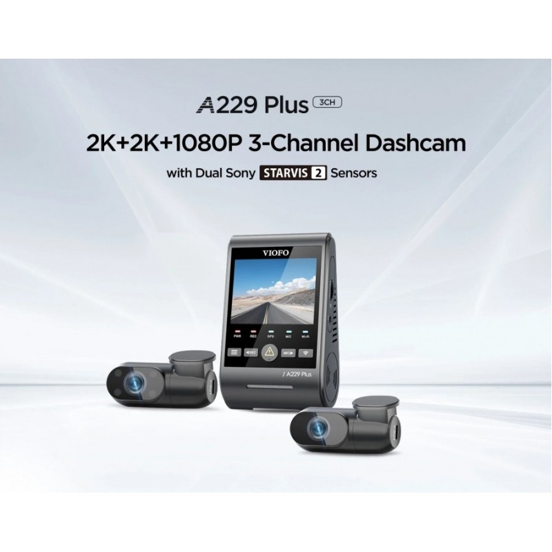 VIOFO Видеорегистратор Dash Cam A229 Plus 3 Channel - 2K, HDR, Sony STARVIS 2, GPS