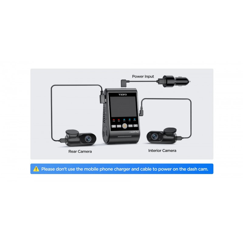 VIOFO Видеорегистратор Dash Cam A229 Plus 3 Channel - 2K, HDR, Sony STARVIS 2, GPS