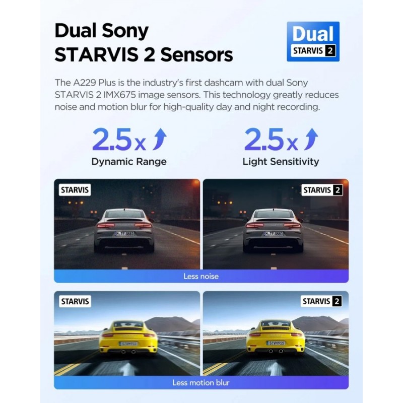 VIOFO Видеорегистратор Dash Cam A229 Plus 3 Channel - 2K, HDR, Sony STARVIS 2, GPS