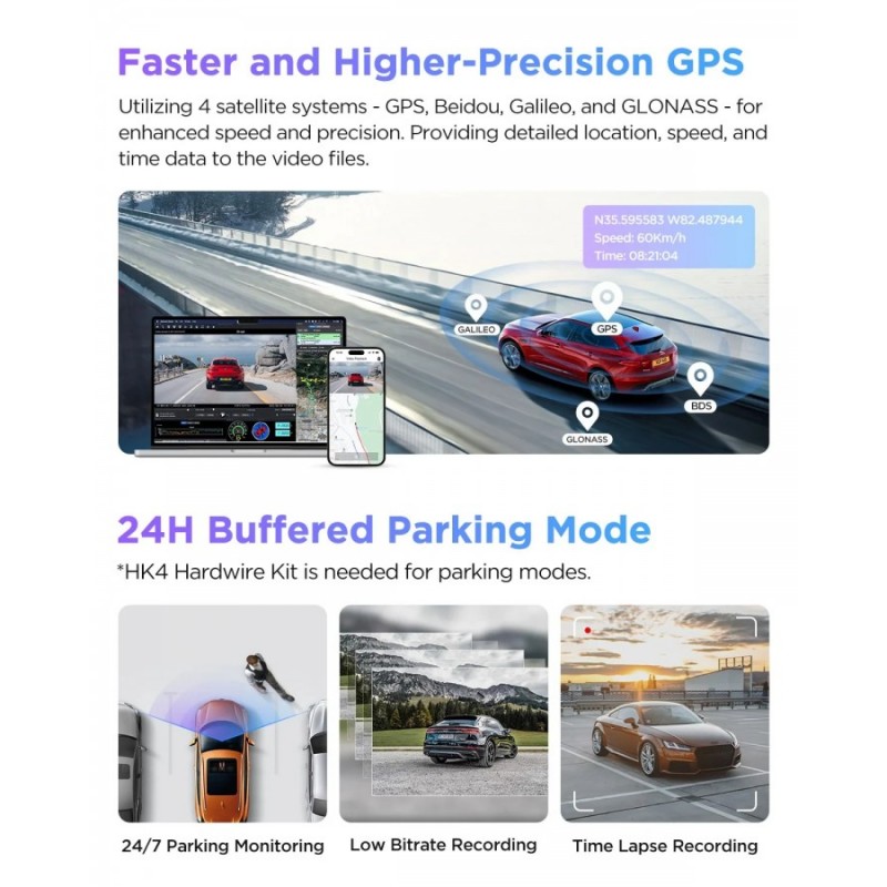 VIOFO Видеорегистратор Dash Cam A229 Pro 2 Channel - 4K, HDR, Dual Sony STARVIS 2, GPS, Bluetooth