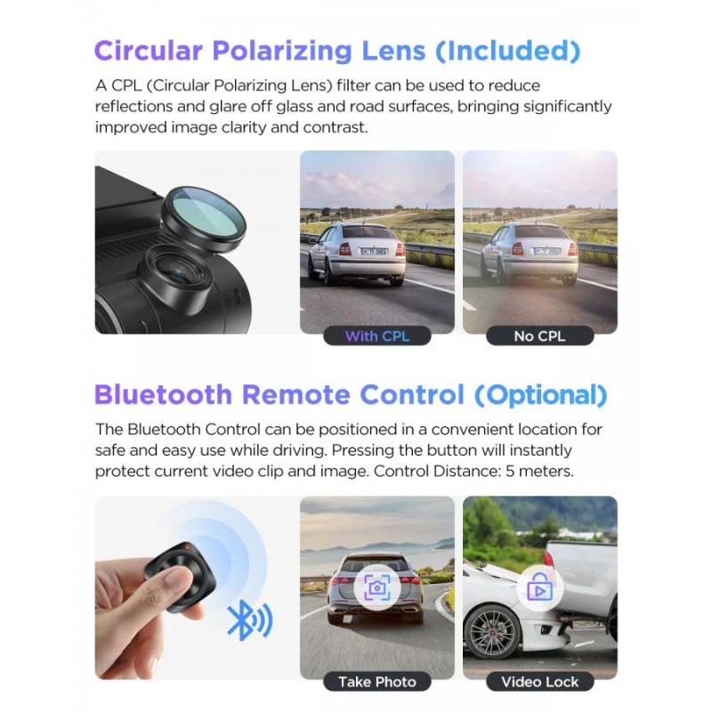 VIOFO Видеорегистратор Dash Cam A229 Pro 2 Channel - 4K, HDR, Dual Sony STARVIS 2, GPS, Bluetooth