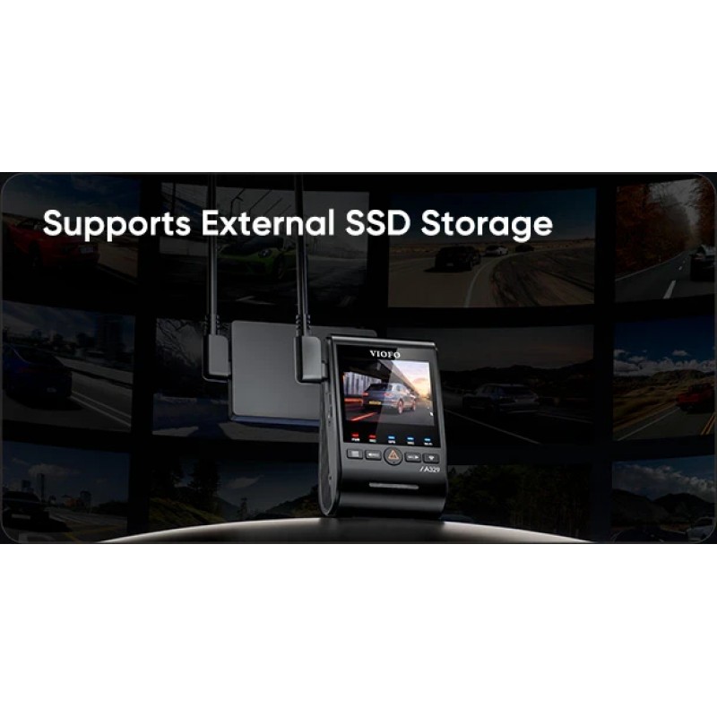 VIOFO Видеорегистратор Dash Cam A329S 3 Channel - 4K, HDR, Triple Sony STARVIS 2, GPS, Bluetooth, FOV Fisheye Cabin