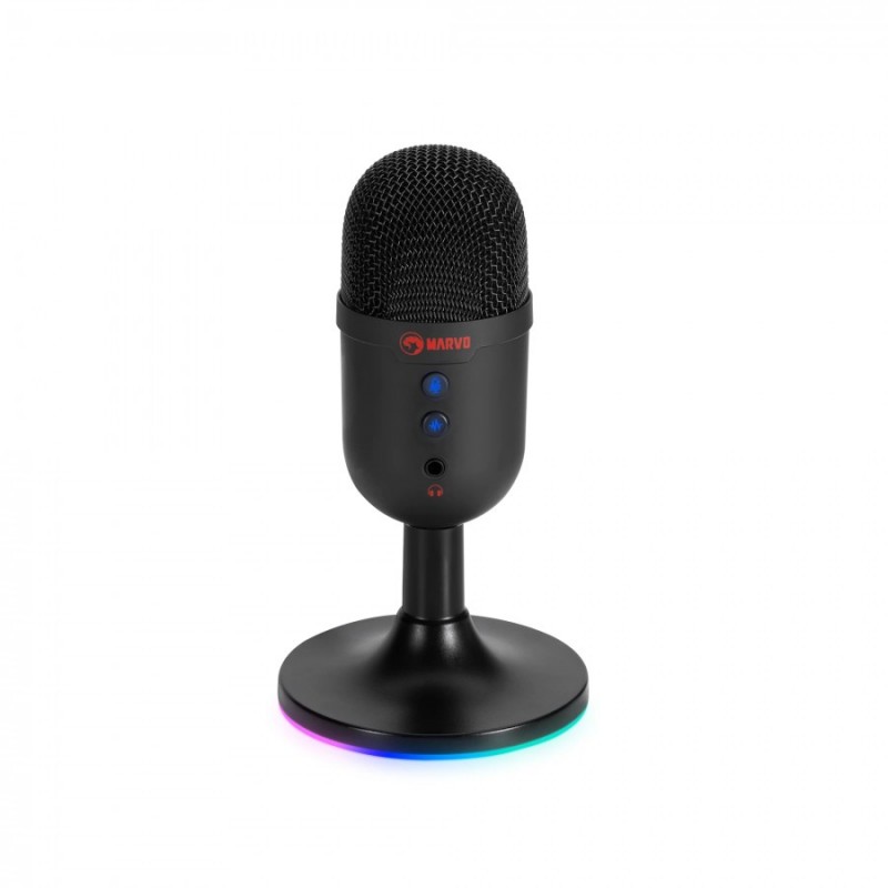 Marvo Геймърски микрофон Gaming USB Microphone - MIC-06 Black - USB, RGB, MARVO-MIC-06-BK