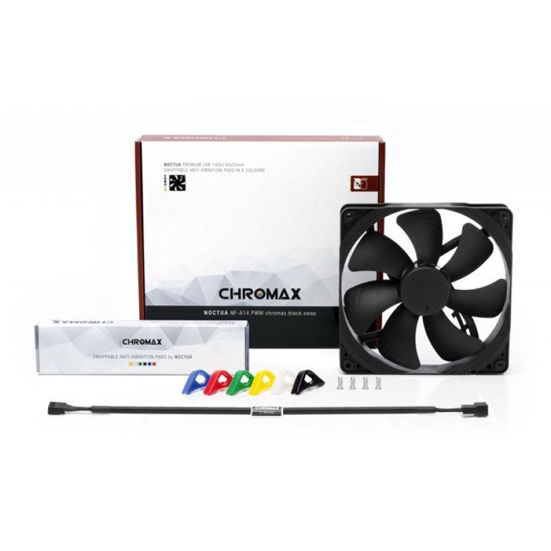 Noctua вентилатор Fan 140mm NF-A14 PWM Chromax.black.swap-NF-A14-PWM.CH.BK.S