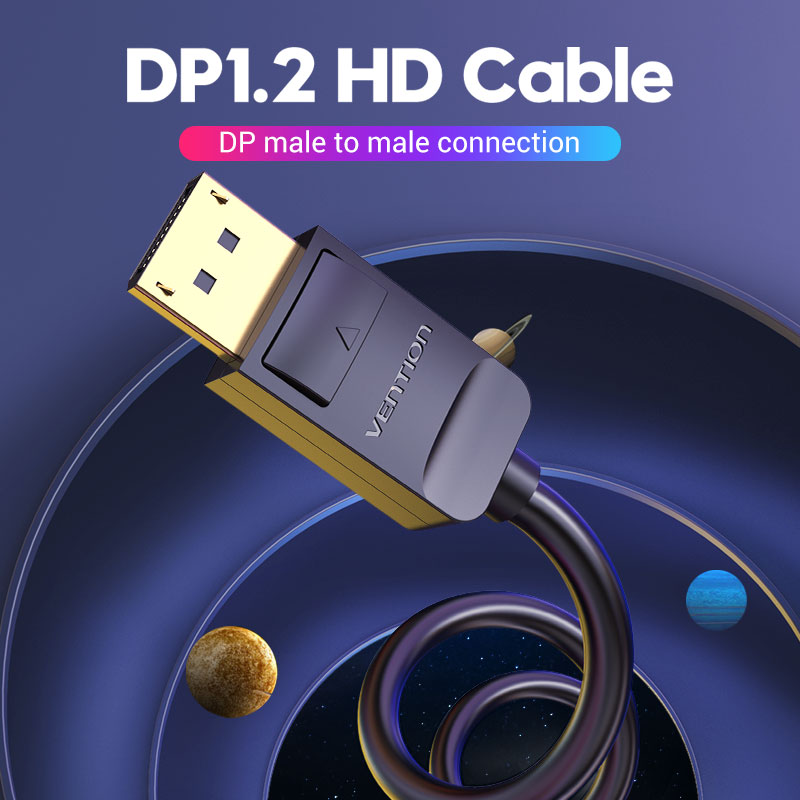 Vention Кабел Cable - Display Port v1.2 DP M / M Black 4K 2M - HACBH, HACBH
