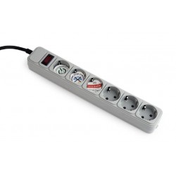Gembird протектор Surge Protector - SPG6-B-6C - 6 x Schuko, 1.8 m, IP20