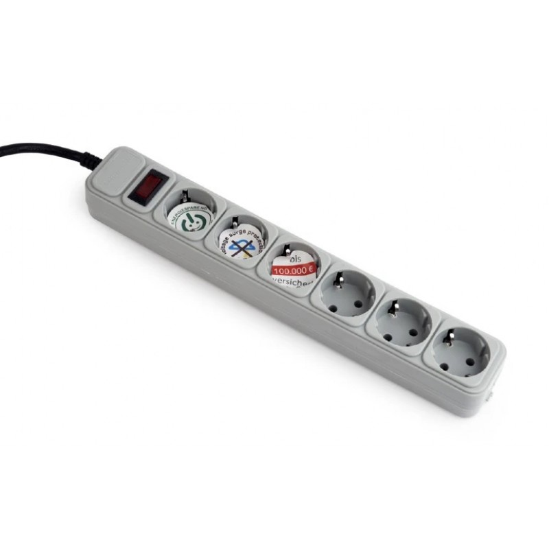 Gembird протектор Surge Protector - SPG6-B-6C - 6 x Schuko, 1.8 m, IP20