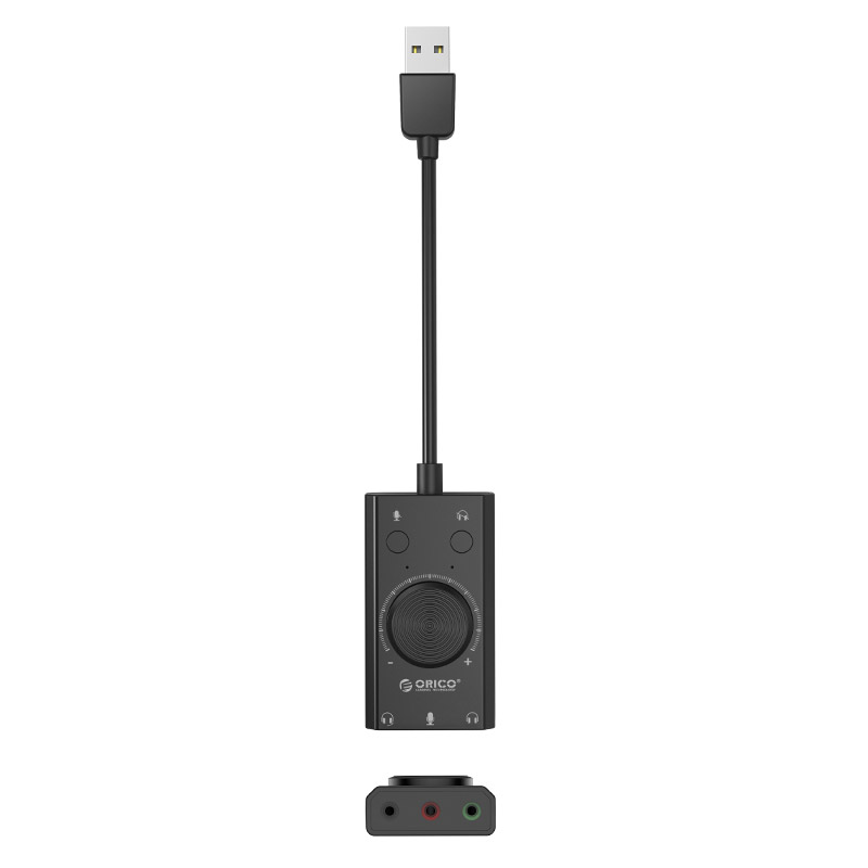 Orico външна звукова карта USB Sound card - 2 headphones, mic, volume - SC2-BK, SC2-BK-PRO