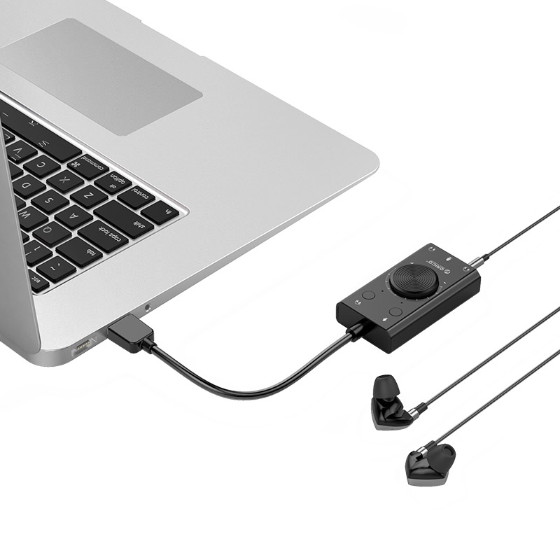 Orico външна звукова карта USB Sound card - 2 headphones, mic, volume - SC2-BK, SC2-BK-PRO