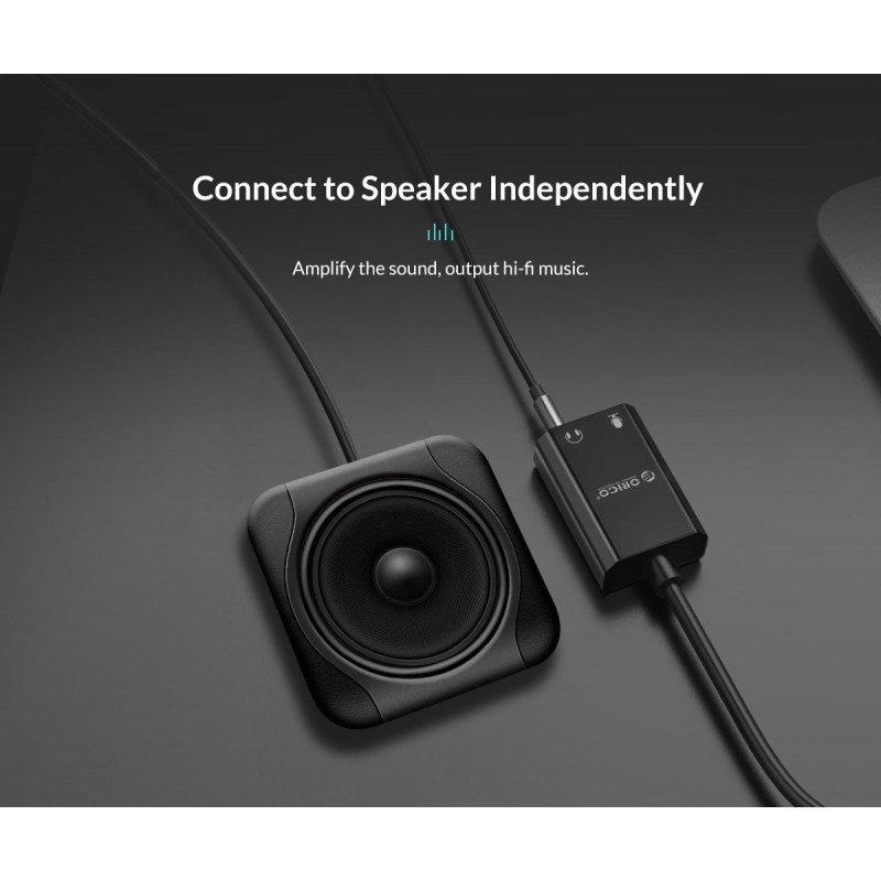 Orico външна звукова карта USB Sound card - Headphones, Mic, Black - SKT2-BK, SKT2-BK-BP