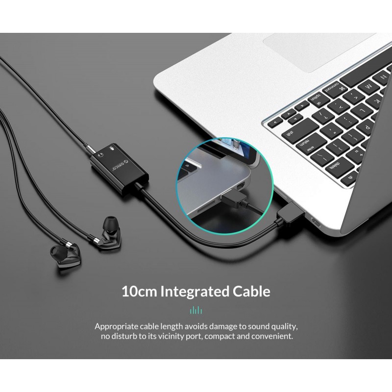 Orico външна звукова карта USB Sound card - Headphones, Mic, Black - SKT2-BK, SKT2-BK-BP