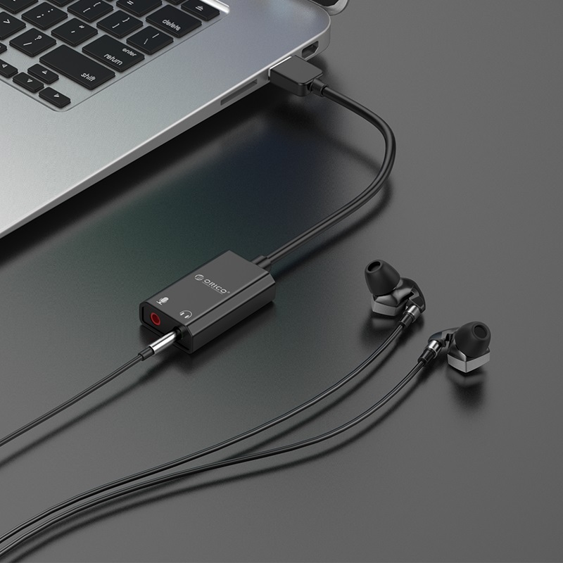 Orico външна звукова карта USB Sound card - Headphones, Mic, Black - SKT2-BK, SKT2-BK-BP