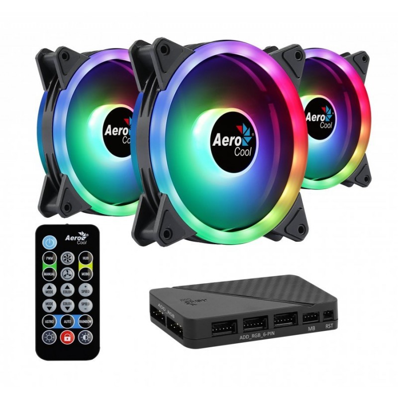 AeroCool комплект вентилатори Fan Pack 3-in-1 3 x 120 mm - Duo 12 Pro - Addressable RGB with Hub, Remote - ACF3-DU10227.11-ACF3-DU10227.11