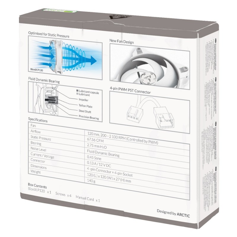Arctic вентилатор Fan 120mm - BioniX P120 PWM PST - Grey/White-ACFAN00167A