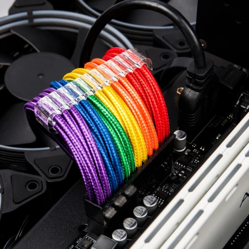 1stPlayer комплект удължителни кабели Custom Modding Cable Kit Rainbow - ATX24P, EPS, PCI-e - RB-001, RB-001