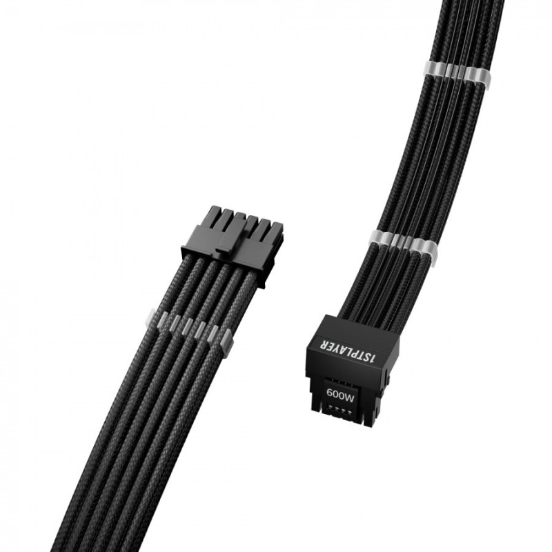 1stPlayer модулен кабел Custom Sleeved Modding Cable Black - PCIe 5.0 12VHPWR M/M - FM2-B-BK, FM2-B-BK