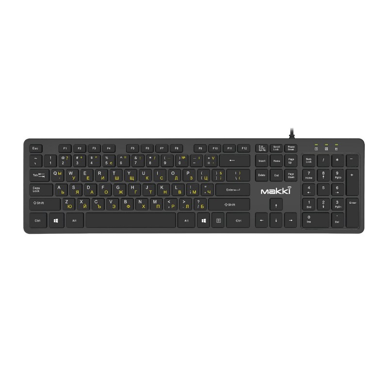 Makki нископрофилна кирилизирана клавиатура Keyboard USB BG - Low profile Chocolate - KB-C14 Black
